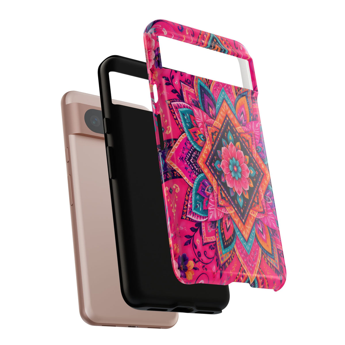 Floral Mandala Tough Phone Case — Pink Boho Protective Cover