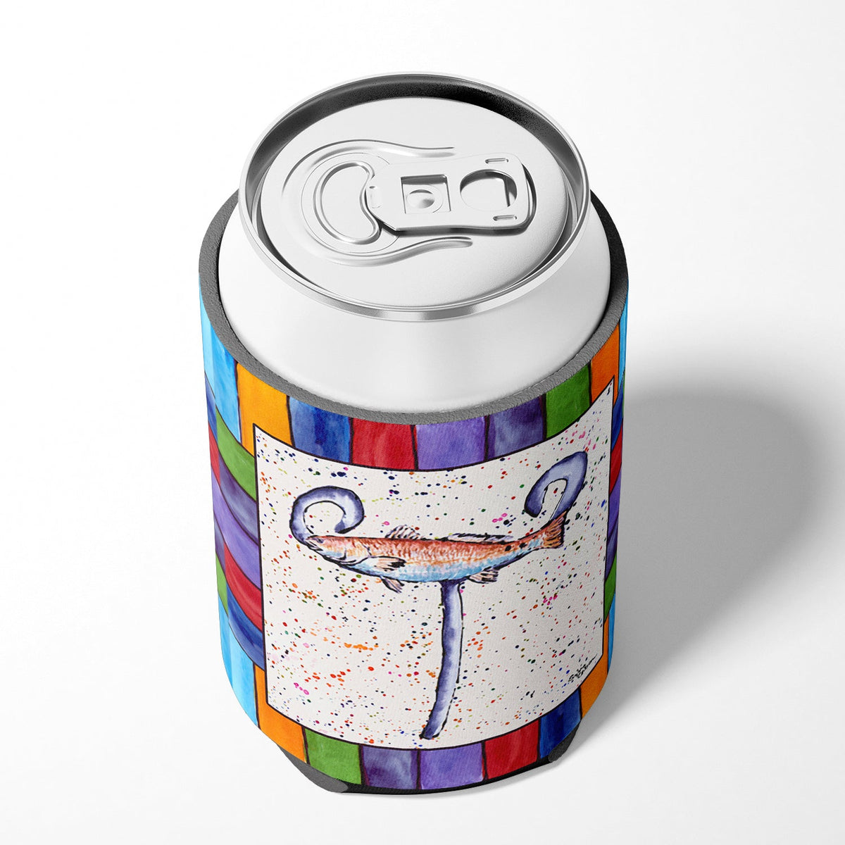 Beach and Seafood Letter T Can or Bottle Hugger Cooler Sleeve for Standard 12 oz Cans, Insulated Foam Beer & Soda Can Hugger Reusable