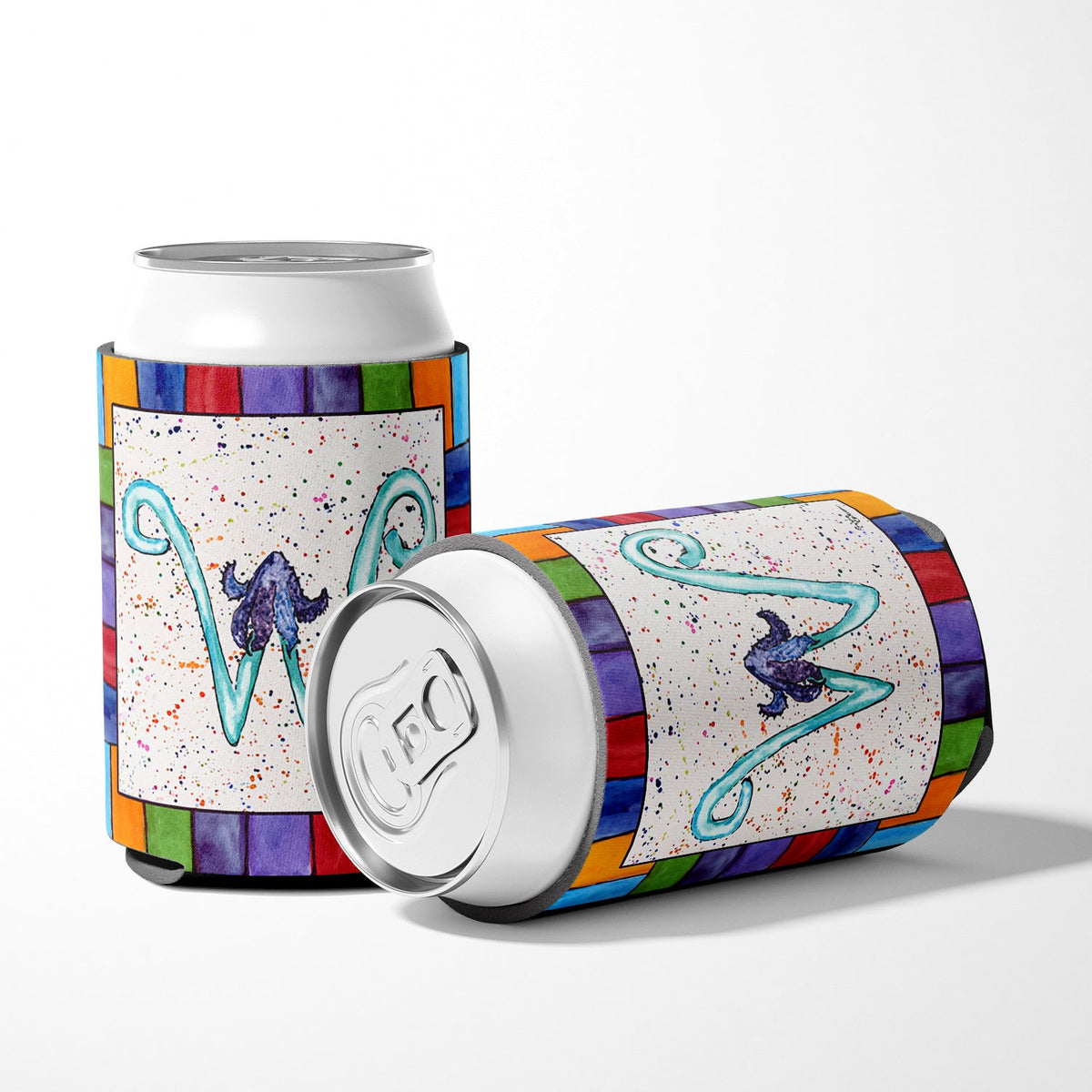 Beach and Seafood Letter W Can or Bottle Hugger Cooler Sleeve for Standard 12 oz Cans, Insulated Foam Beer & Soda Can Hugger Reusable