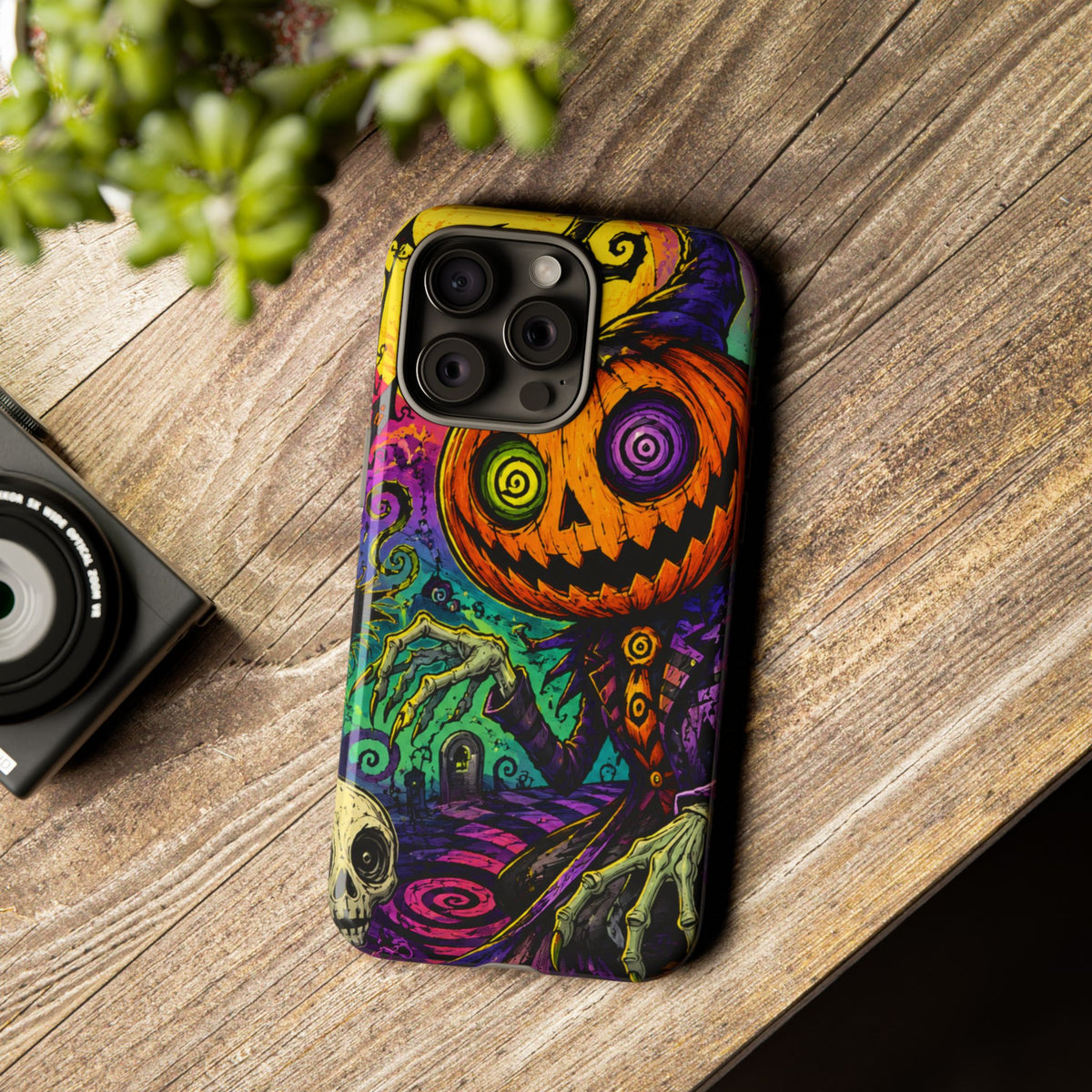 Halloween Pumpkin Skull Phone Case — Psychedelic Jack-o'-Lantern Tough Case