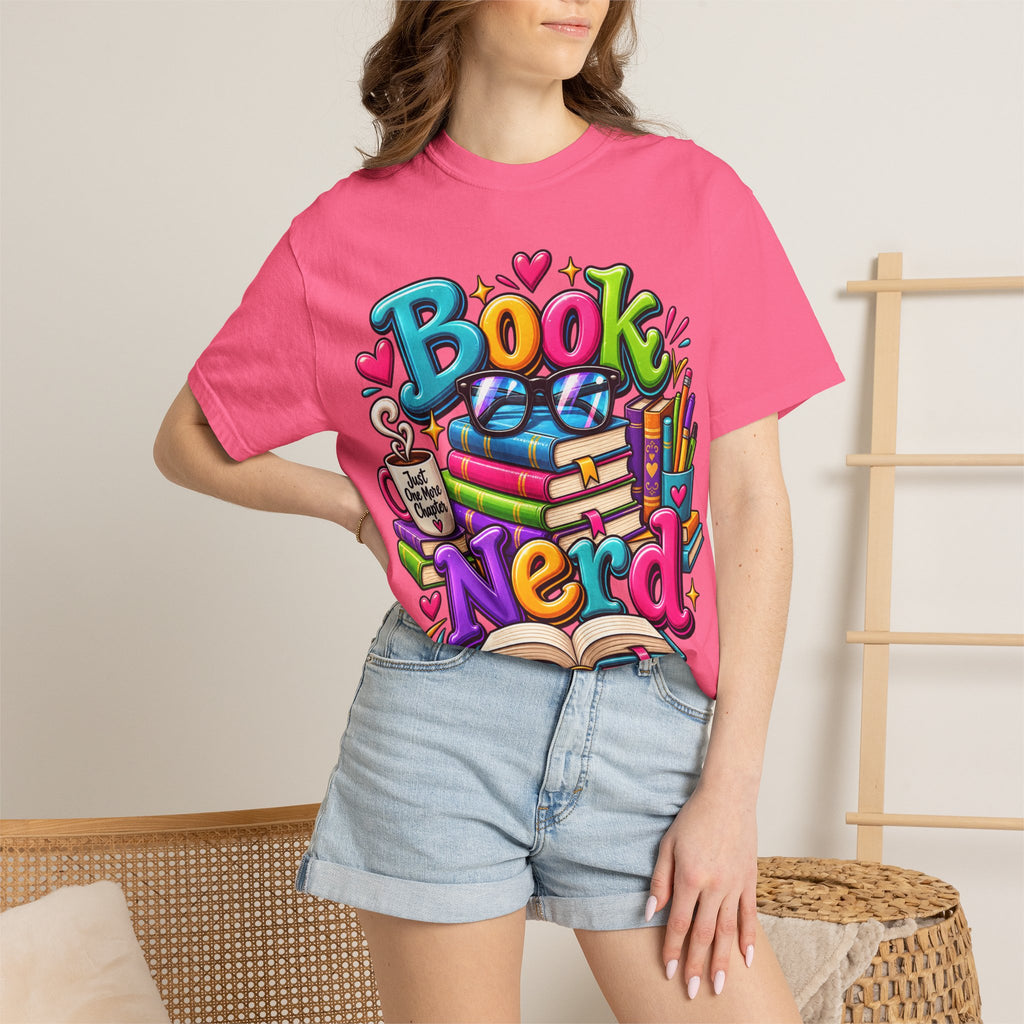 Book Nerd T-Shirt | Colorful Stacked Books Illustration