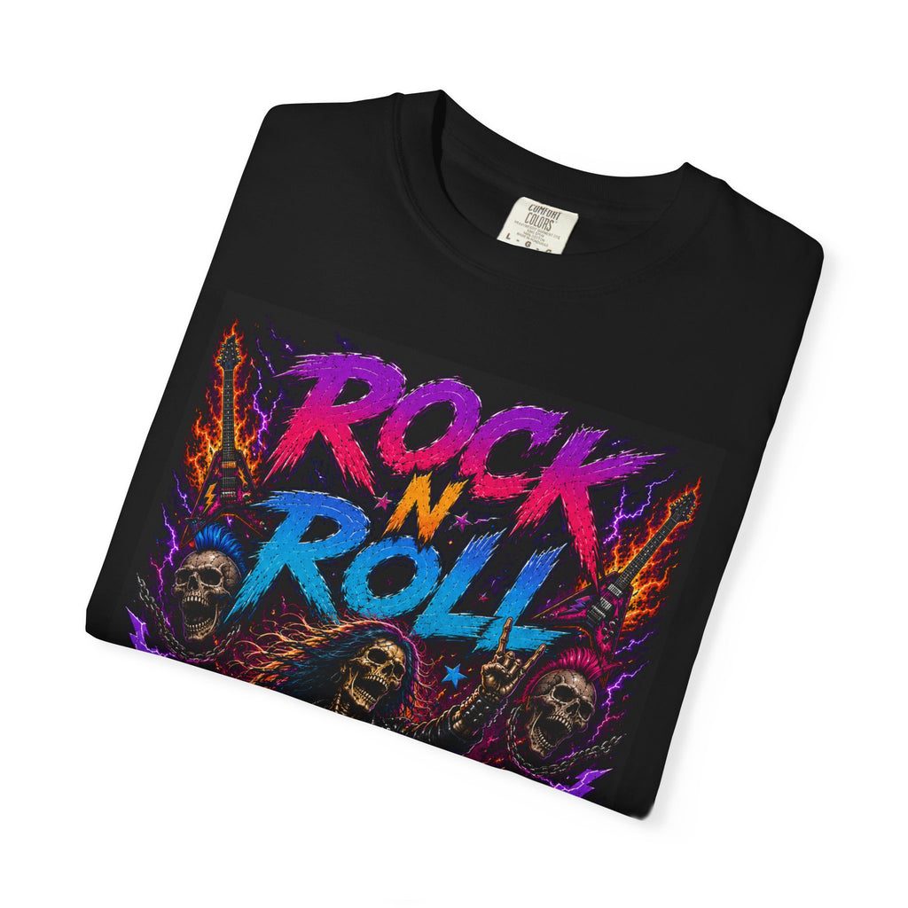 Rock N Roll Is In My Soul T-Shirt | Retro Neon Guitar Skull Design