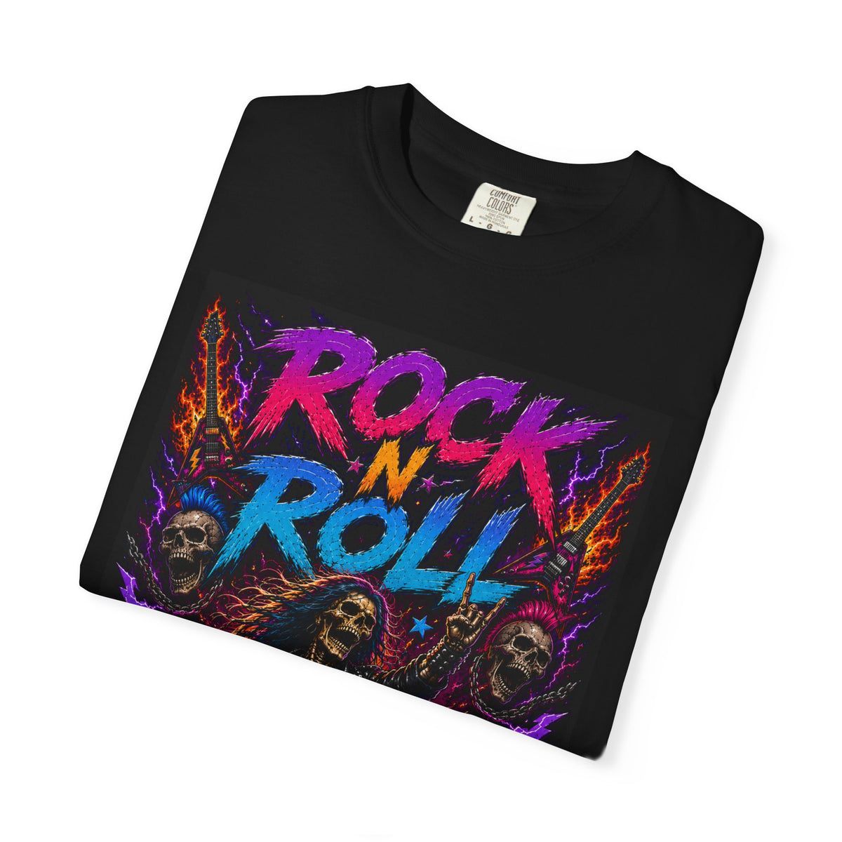 Rock N Roll Is In My Soul T-Shirt | Retro Neon Guitar Skull Design
