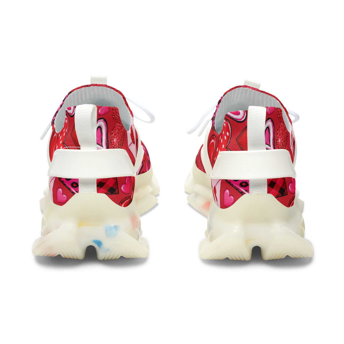 Heart Print Mesh Sneakers — Women's Valentine's Day Athletic Shoes