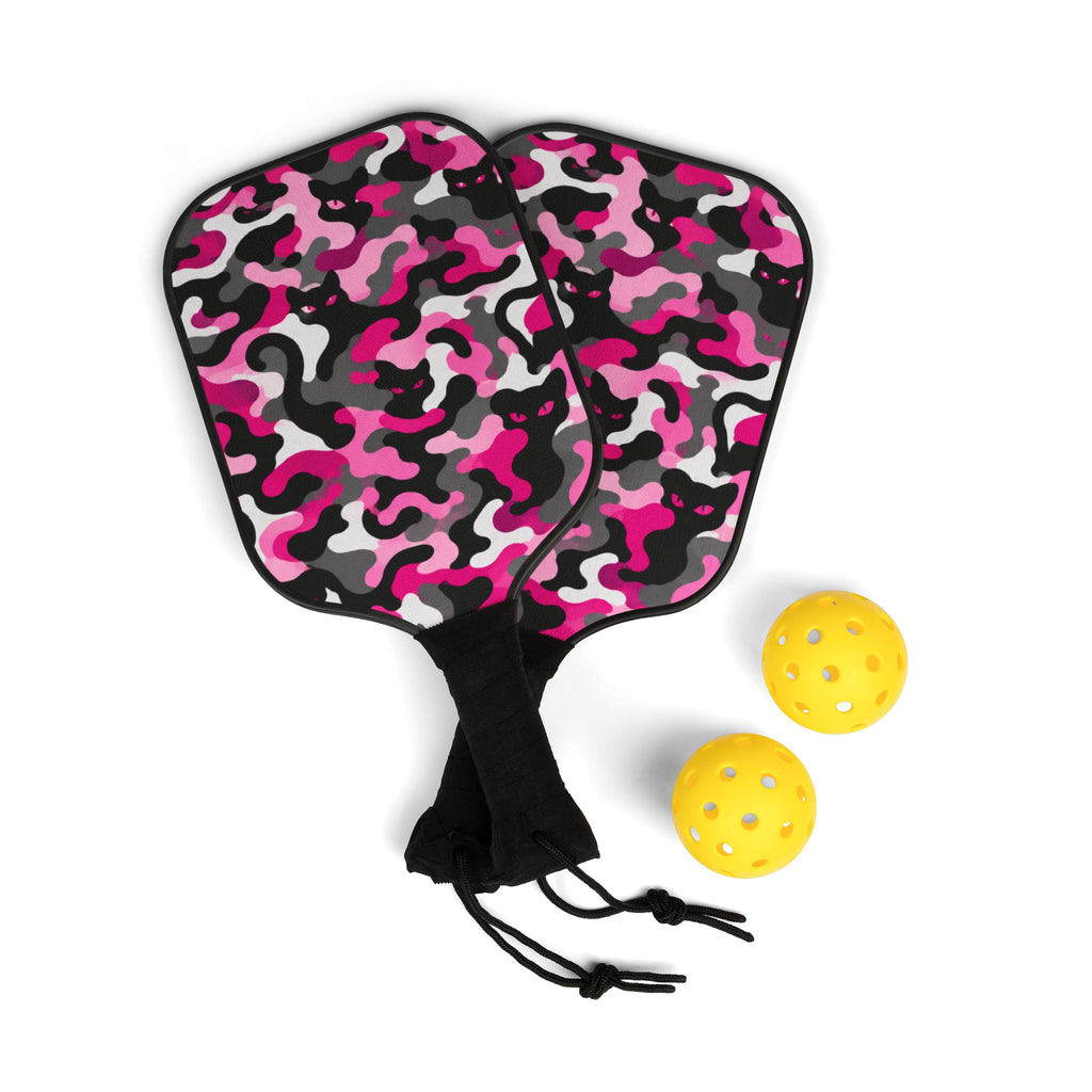 Pickleball Paddle Set - Pink Camo Pickleball Kit with 2 Paddles & Balls