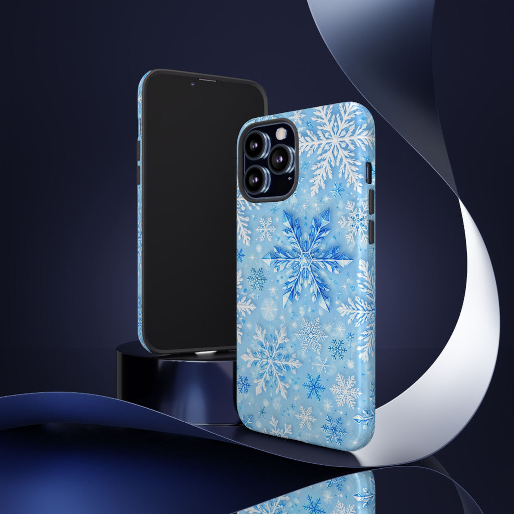 Winter Snowflake Tough Phone Case — Blue Holiday Protective Cover