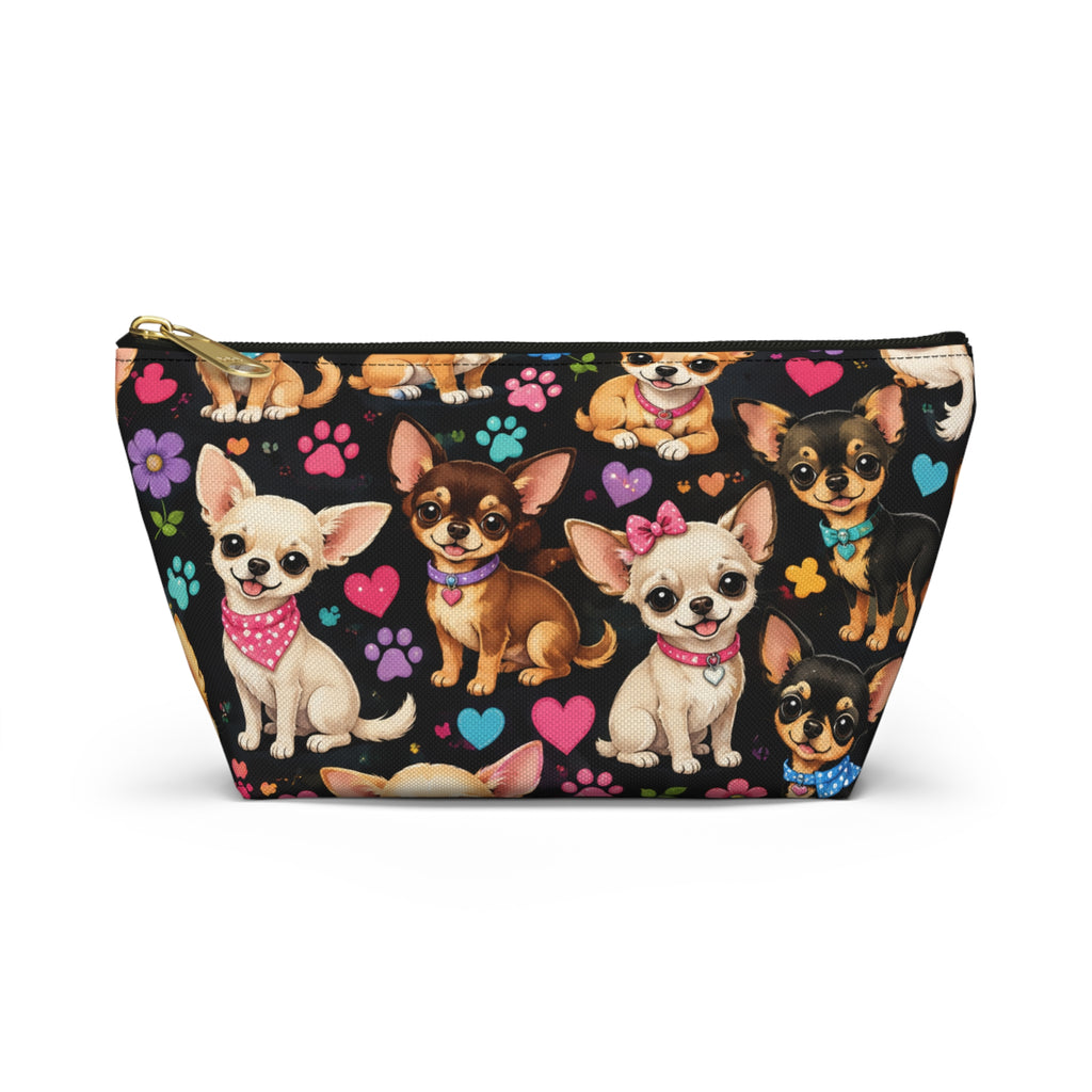 Chihuahua Pattern Accessory Pouch | T-Bottom Cosmetic Bag