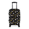 Cat Crown Print Suitcase — Cute Black Travel Luggage with Emoji Cat Pattern