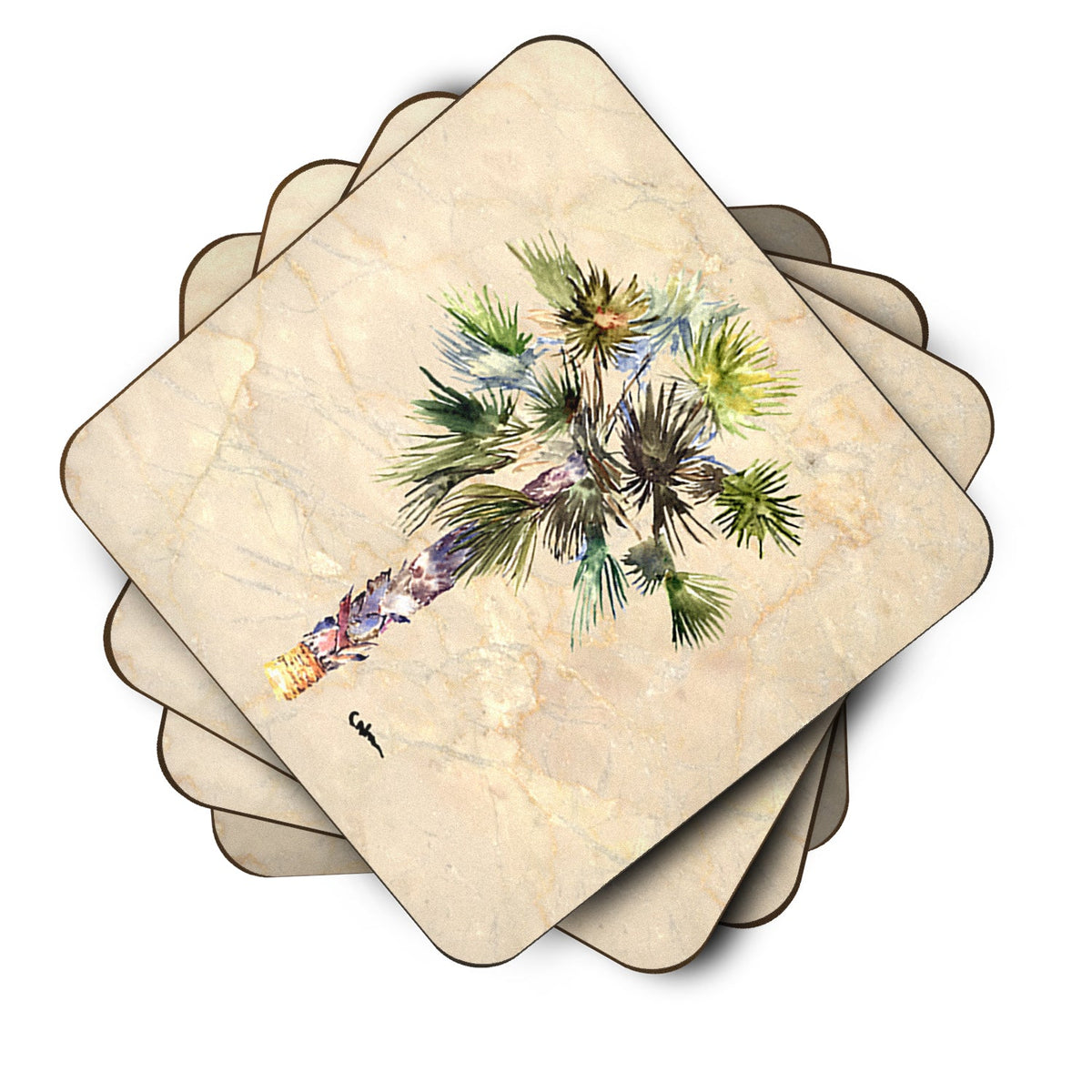 Palm Tree Foam Coasters Set of 4 Cup Coasters for Indoor Outdoor, Tabletop Protection, Anti Slip, Mouse pad Material
