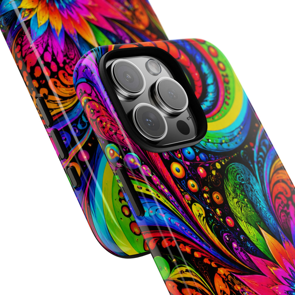 Psychedelic Floral Phone Case — Vibrant Swirl Tough Protective Cover