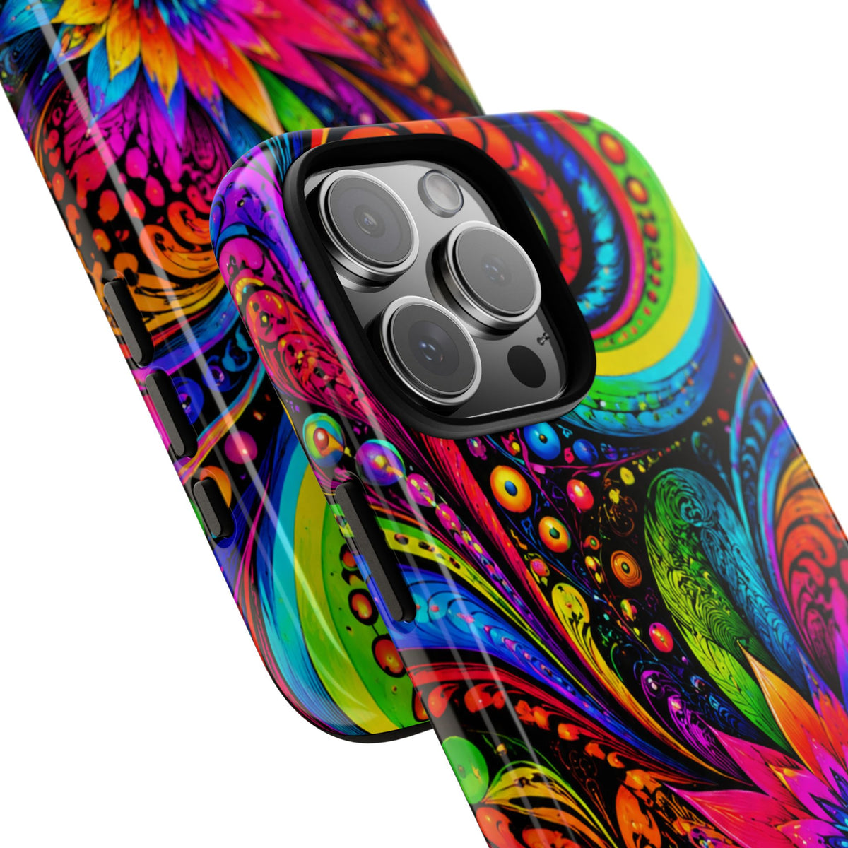 Psychedelic Floral Phone Case — Vibrant Swirl Tough Protective Cover
