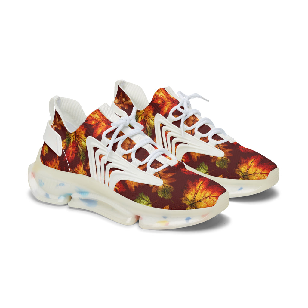 Autumn Leaf Mesh Sneakers — Women's Fall Floral Running Shoes