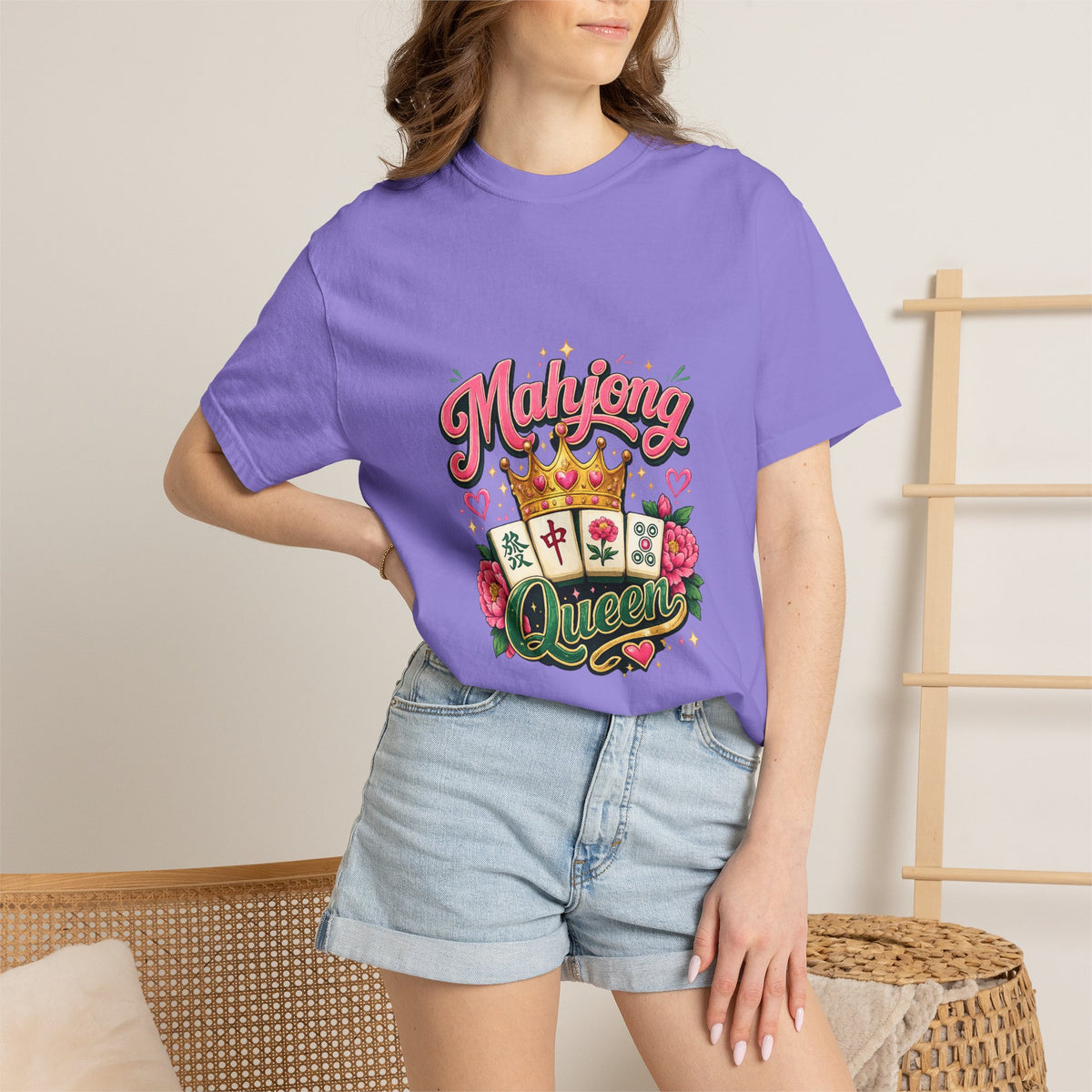 Mahjong Queen T-shirt | Mahjong Tiles Floral Design