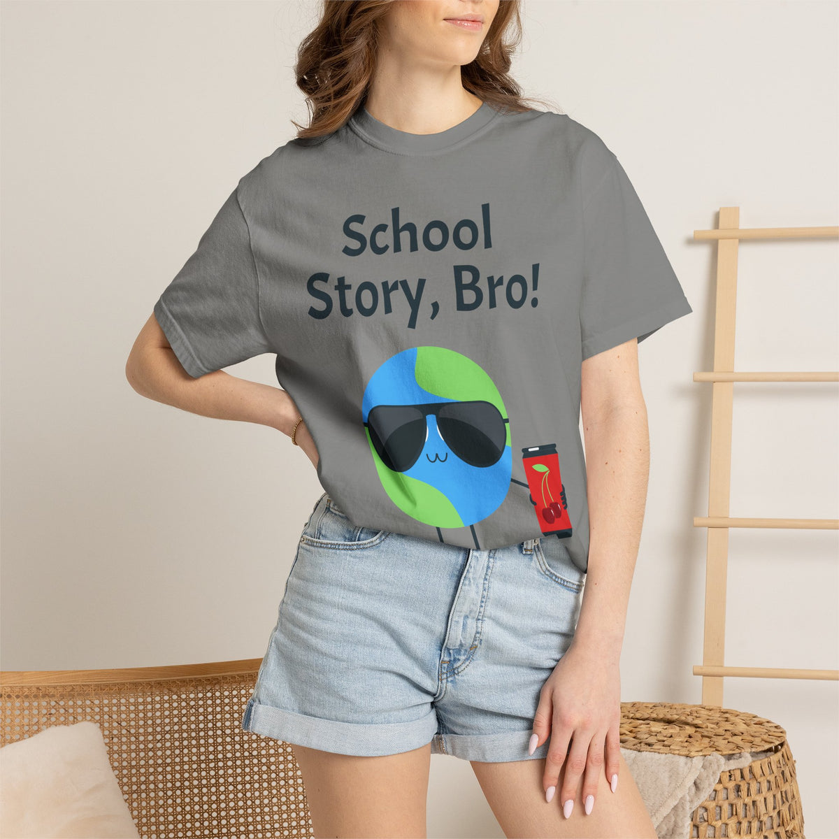 School Story, Bro! T-Shirt — Funny Earth Cartoon Tee for Students & Teachers