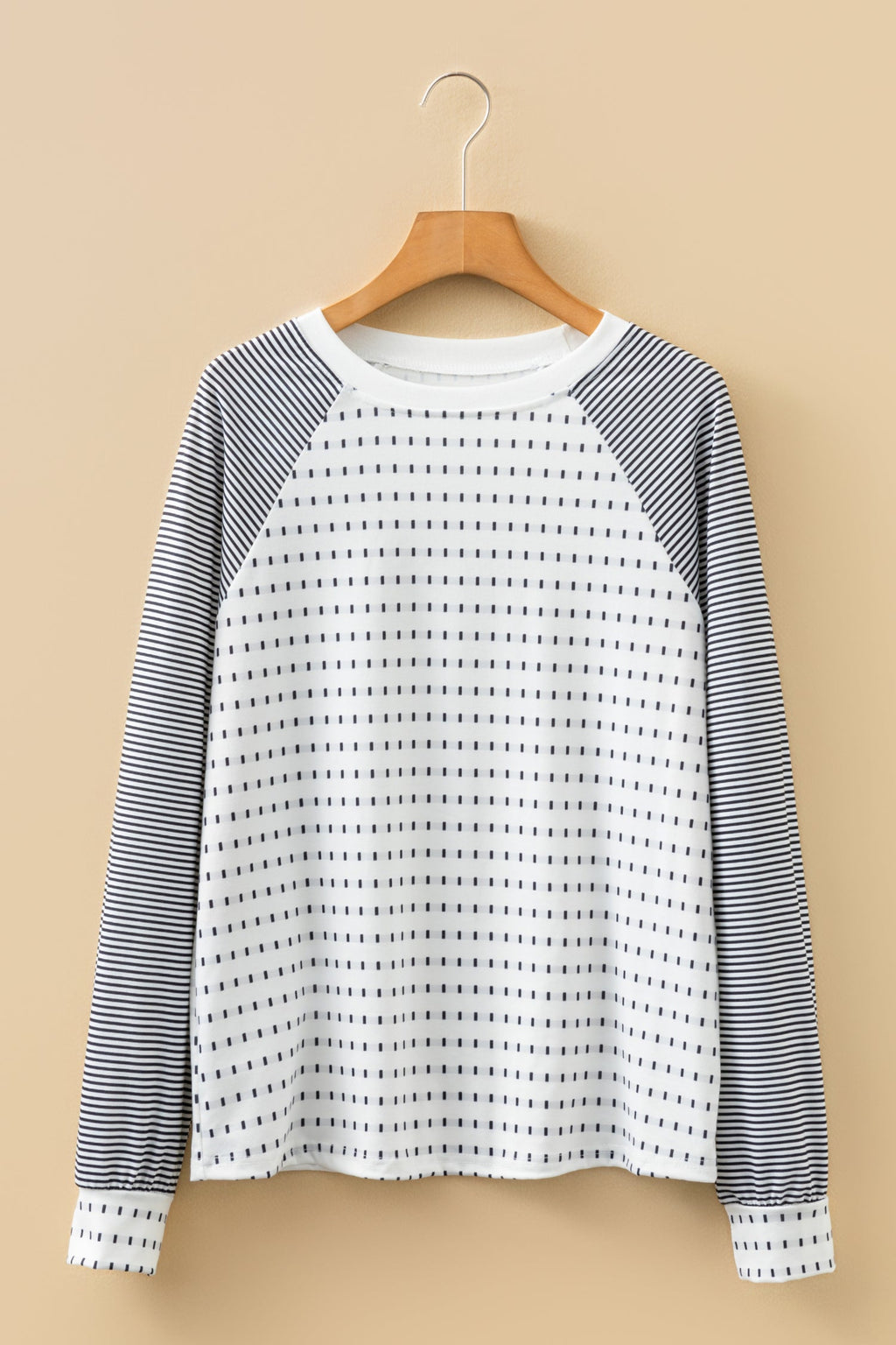 Stripe Raglan Patchwork Long Sleeve Top