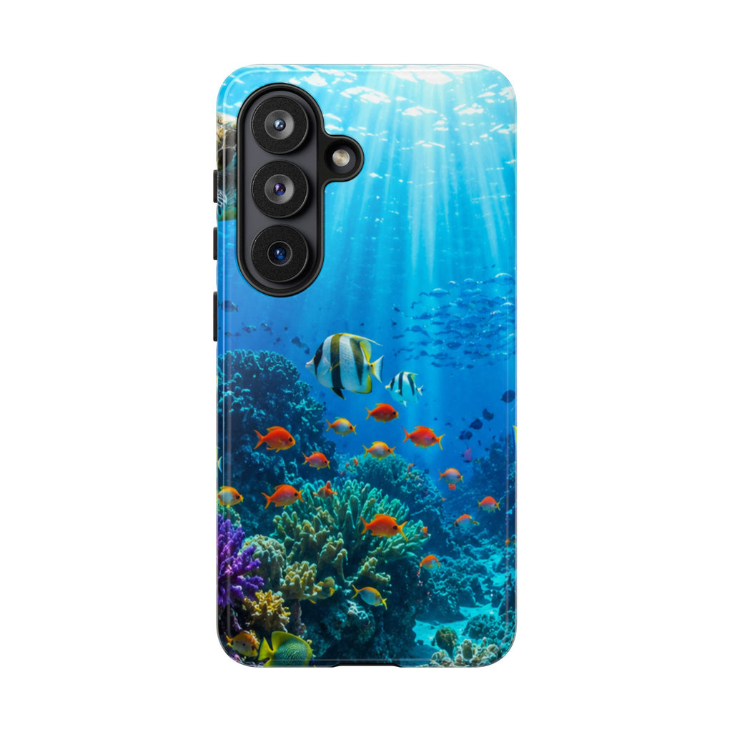 Underwater Ocean Life Tough Phone Case — Coral Reef & Sea Turtle Protective Cover