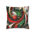 Holiday Swirl Decorative Pillow - Festive Red & Green Christmas Throw