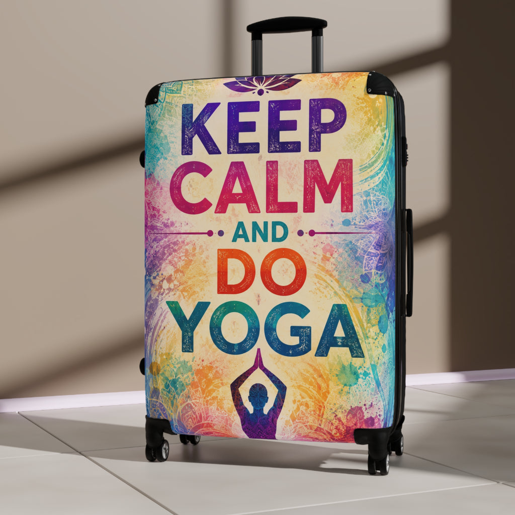 Keep Calm and Do Yoga Carry-On Suitcase — Colorful Yoga Travel Luggage