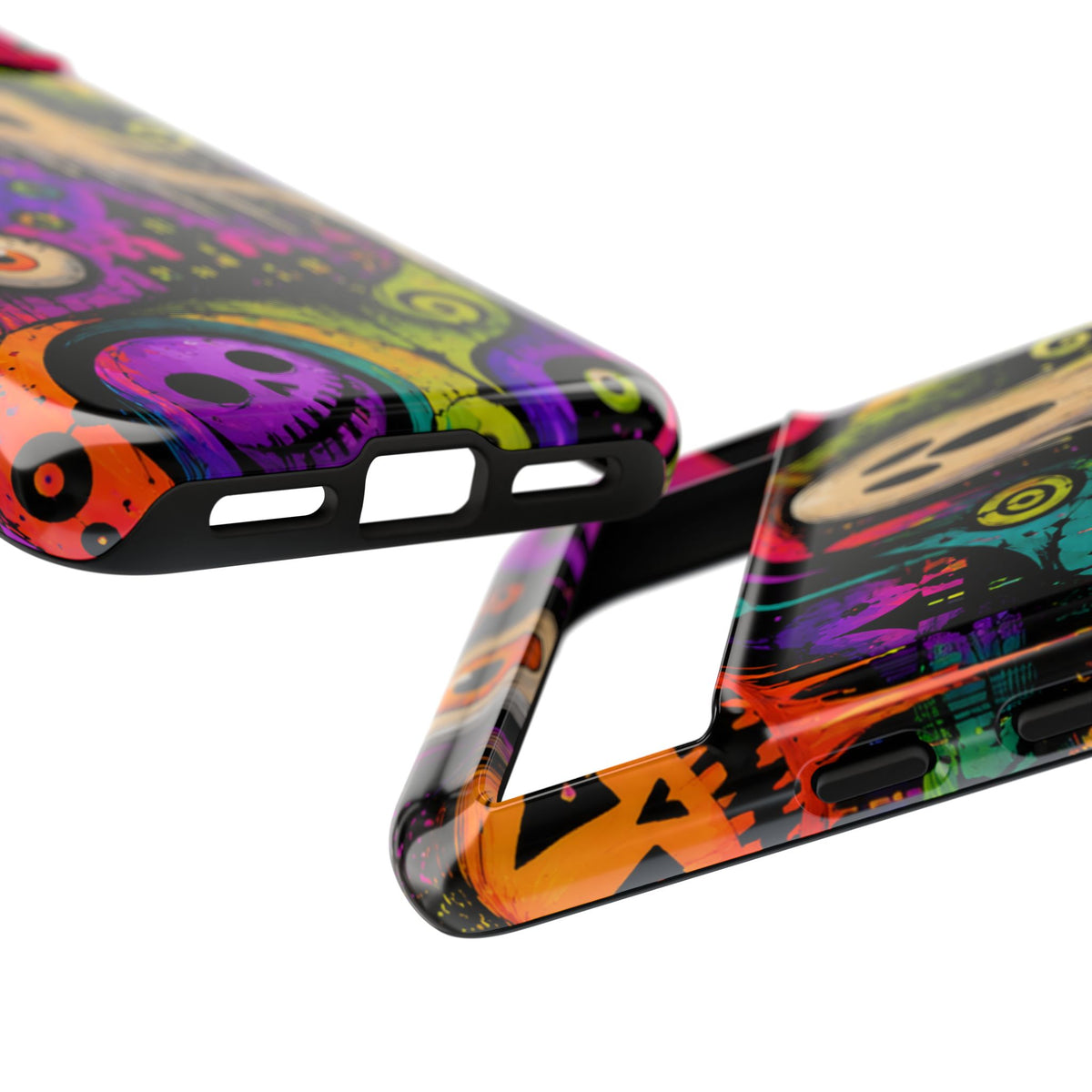 Halloween Ghost Phone Case — Colorful Spooky Skull & Haunted House Tough Case