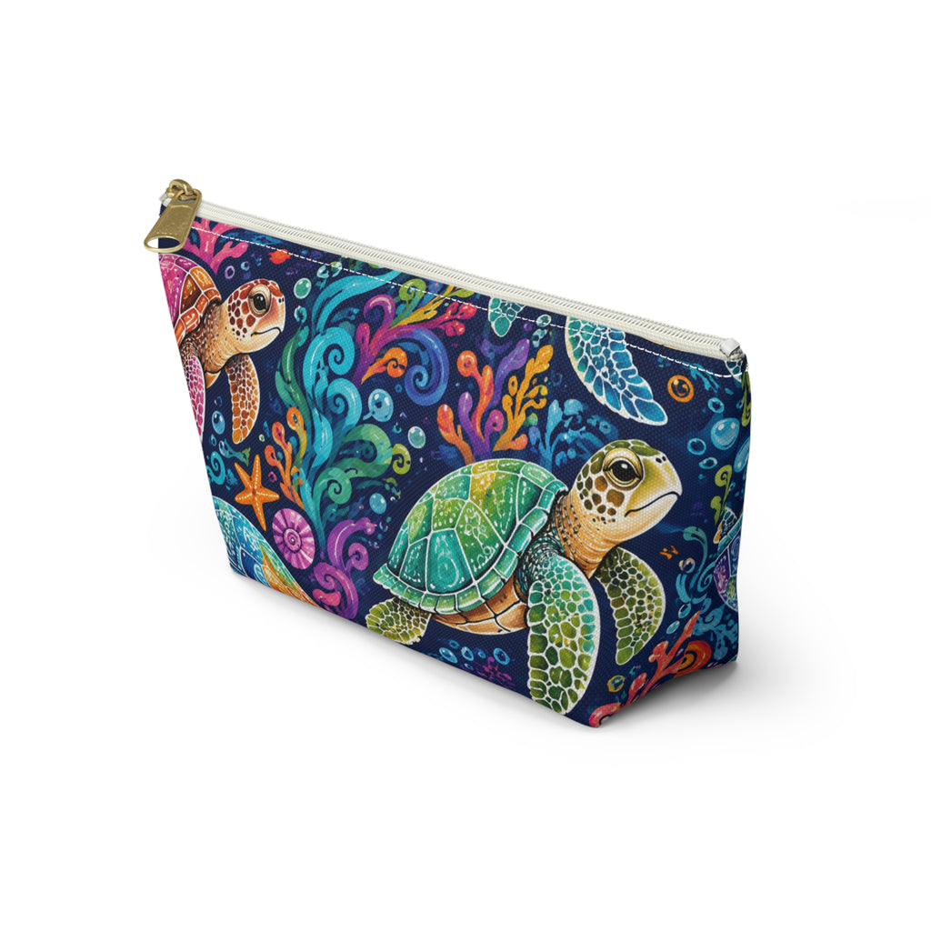 Sea Turtle Cosmetic Pouch — Colorful Ocean Accessory Bag