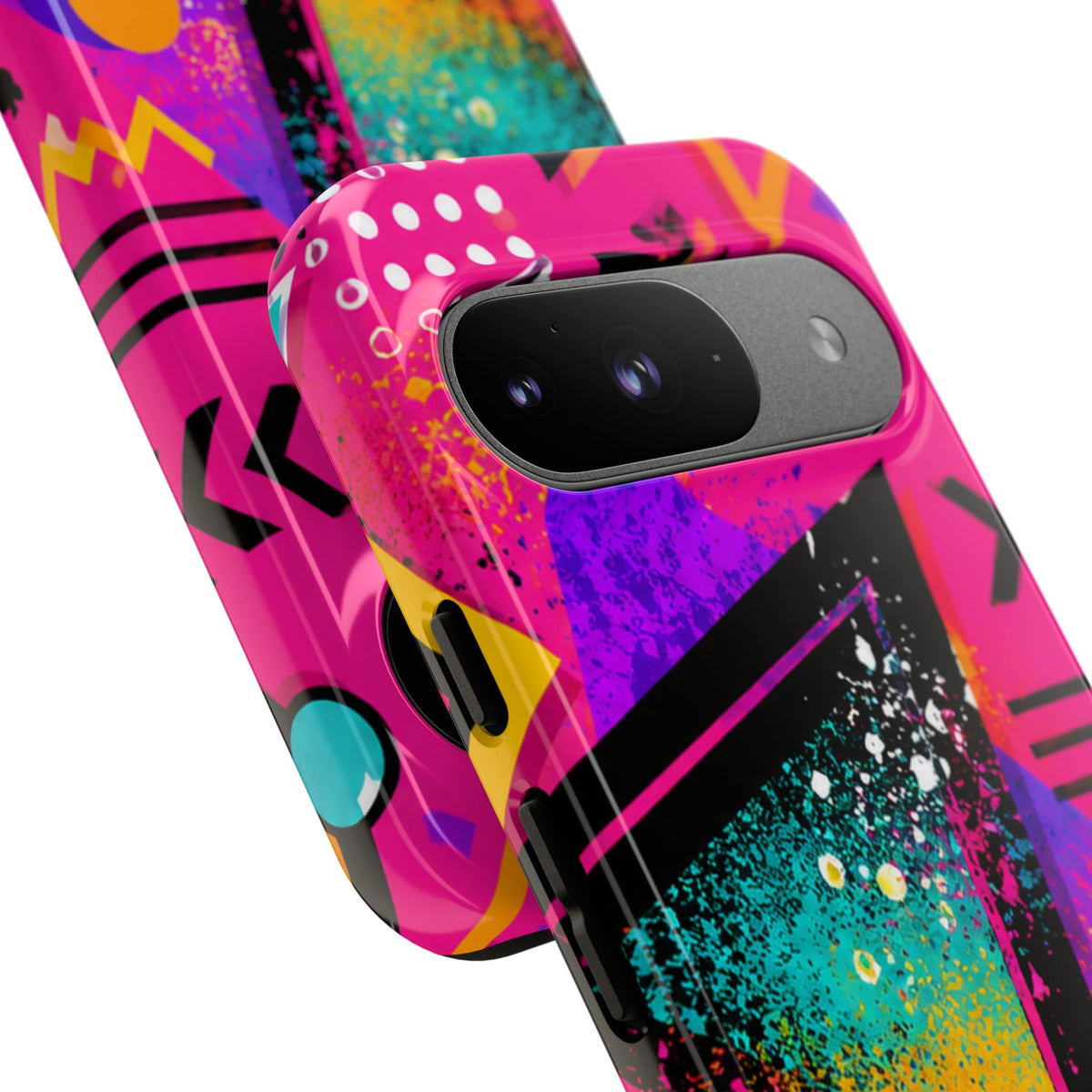 Retro 80s Geometric Phone Case — Neon Triangle Tough Case