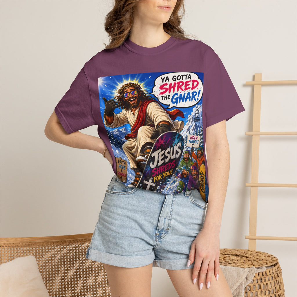 Jesus Skateboarding Shred the Gnar T-shirt | Christian Skateboard Design