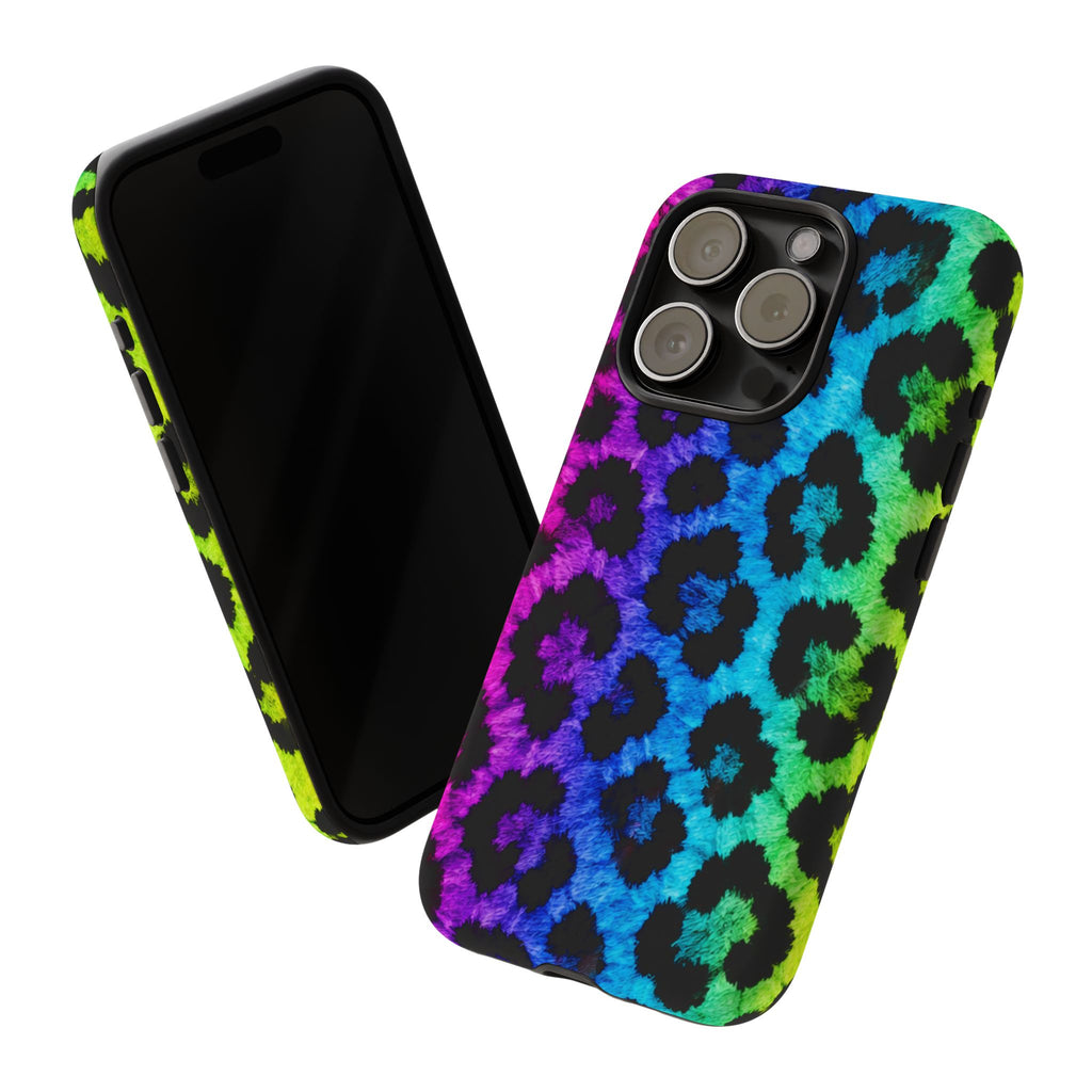 Neon Rainbow Leopard Tough Case – Colorful Animal Print Phone Cover