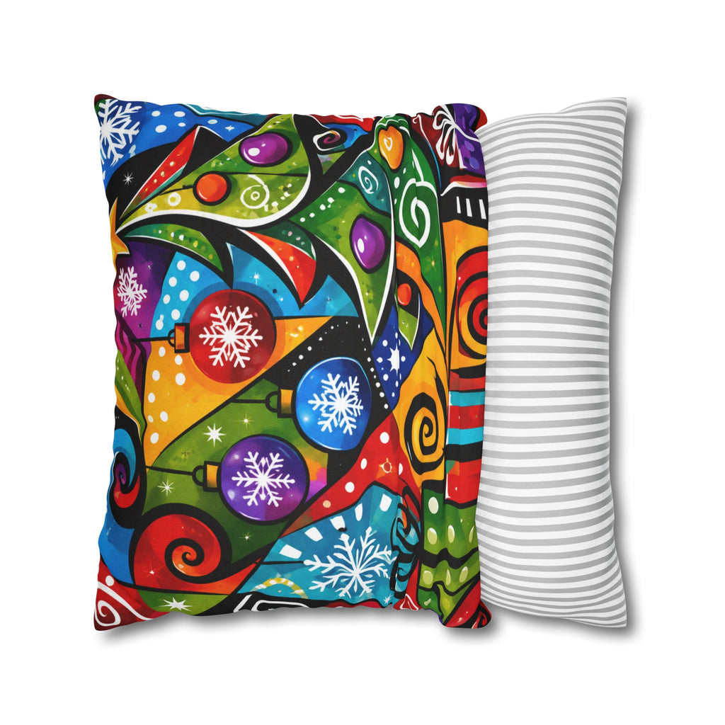 Colorful Abstract Christmas Tree Pillowcase — Festive Holiday Throw Pillow Cover