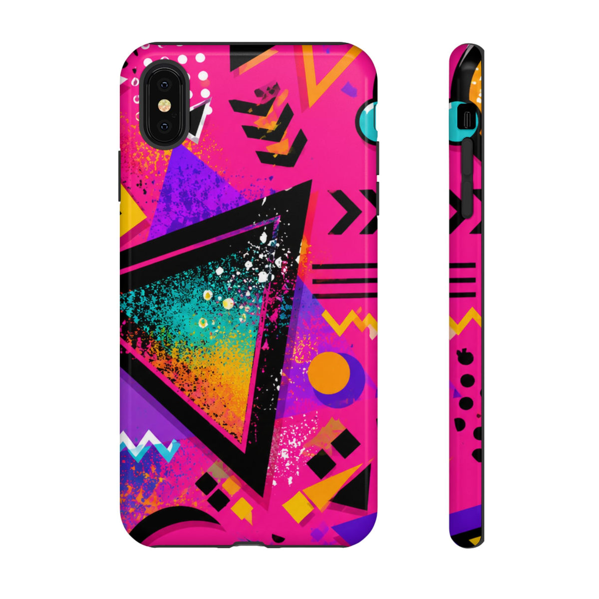 Retro 80s Geometric Phone Case — Neon Triangle Tough Case