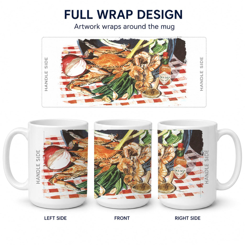 Crab Boil Ceramic Coffee Mug 15 oz Decorative Large C Handle Mug Cup for Tea, Cocoa Hot Chocolate