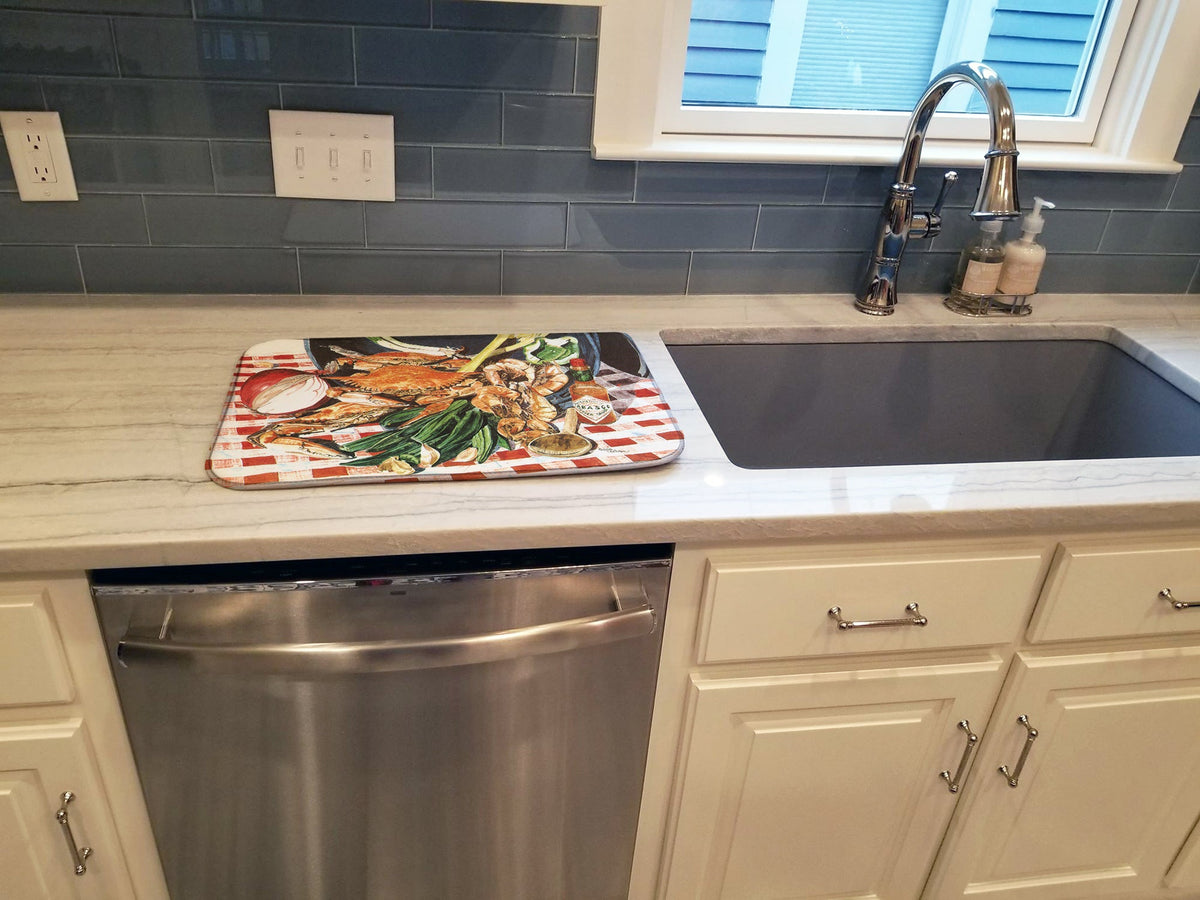 Crab Boil Dish Drying Mat Absorbent Dish Drying Mat Pad for Kitchen Counter Dish Drainer Mat for Countertop, 14 x 21", Multicolor
