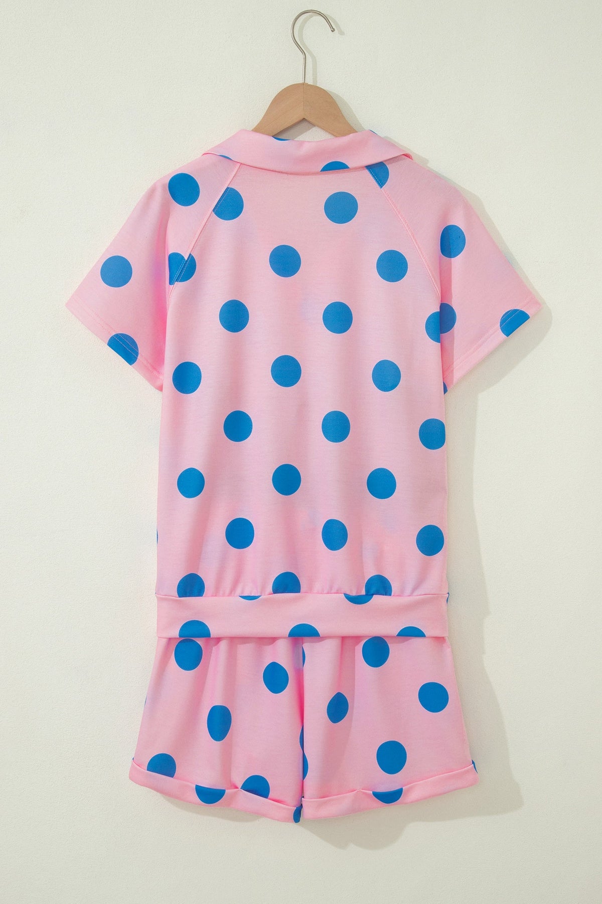 Polka Dot V-Neck Tee & Drawstring Shorts Set