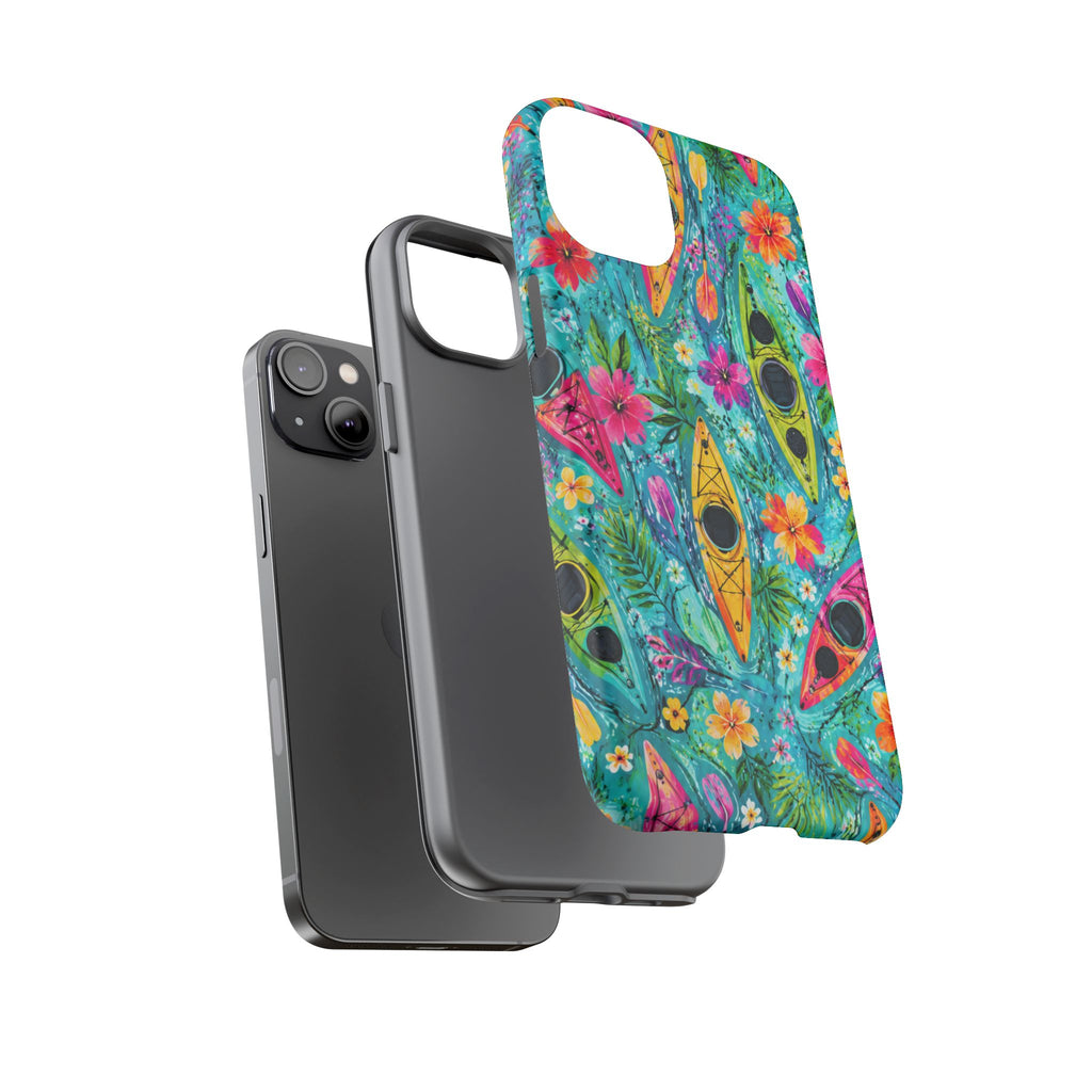 Tropical Kayak Phone Case – Colorful Floral Waterproof Pattern