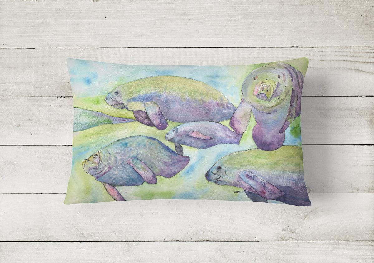 Manatee Decorative Throw Pillow 12x16 Indoor Outdoor Accent Cushion, Fabric Cover with Insert for Sofa, Bed, Porch & Living Room