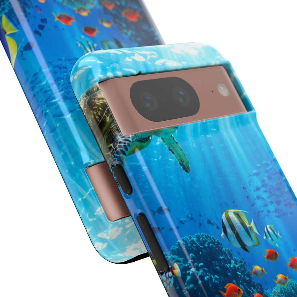 Underwater Ocean Life Tough Phone Case — Coral Reef & Sea Turtle Protective Cover