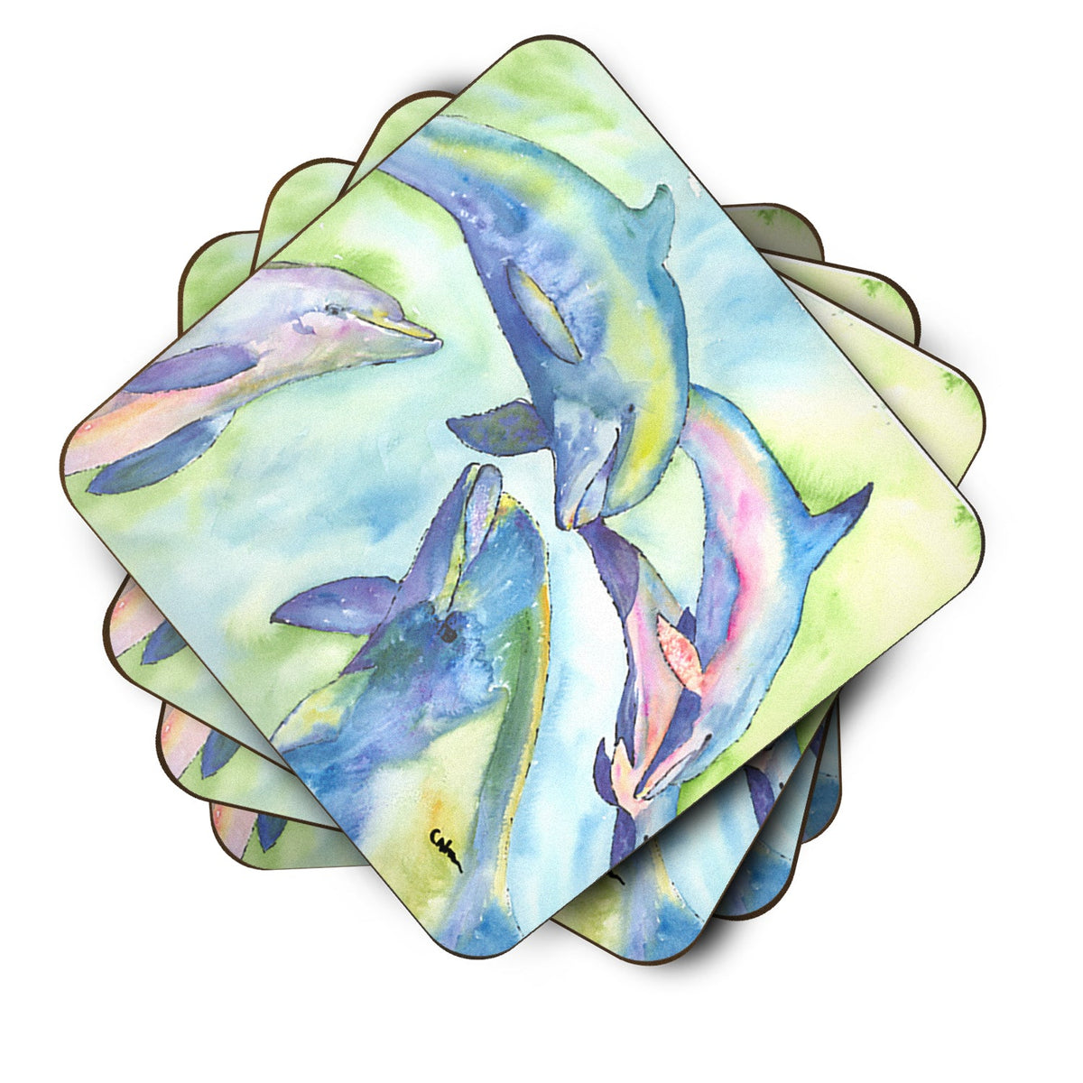 Dolphin Foam Coasters Set of 4 Cup Coasters for Indoor Outdoor, Tabletop Protection, Anti Slip, Mouse pad Material