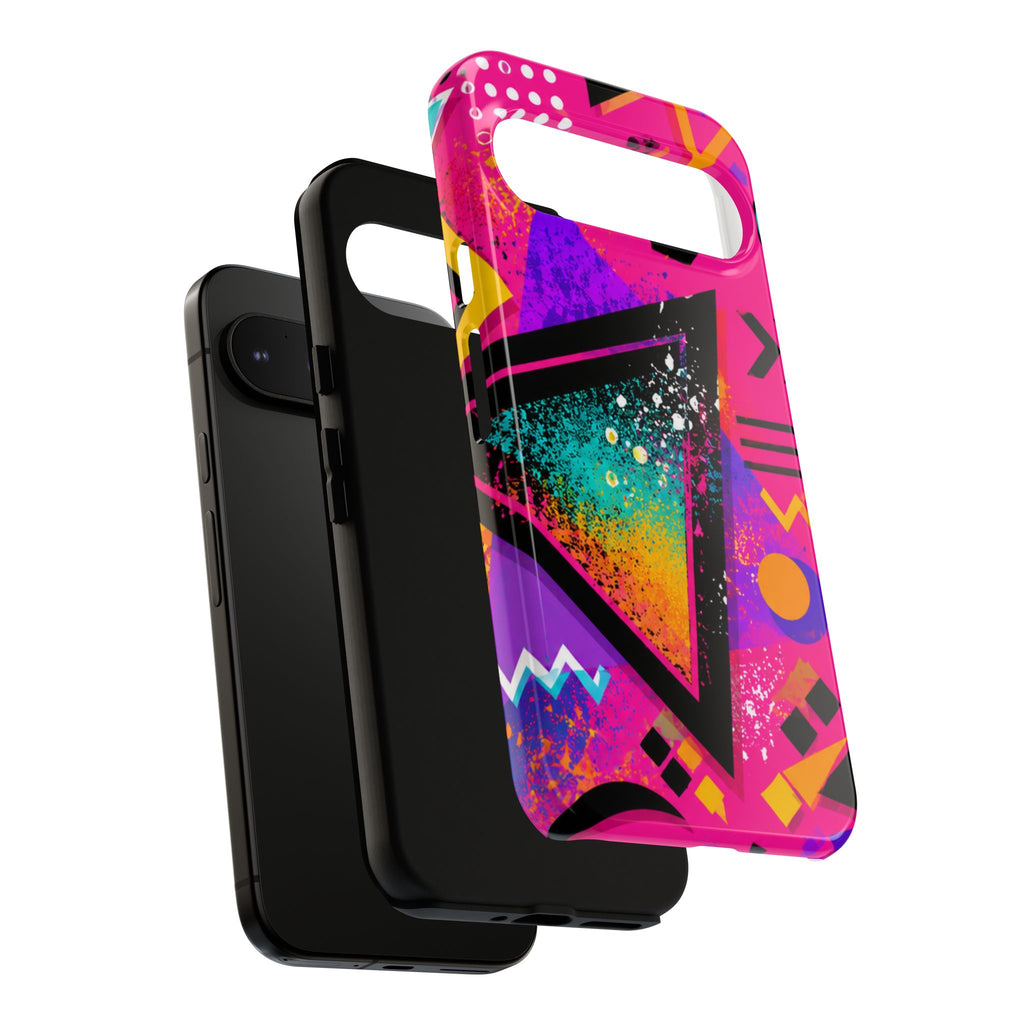 Retro 80s Geometric Phone Case — Neon Triangle Tough Case