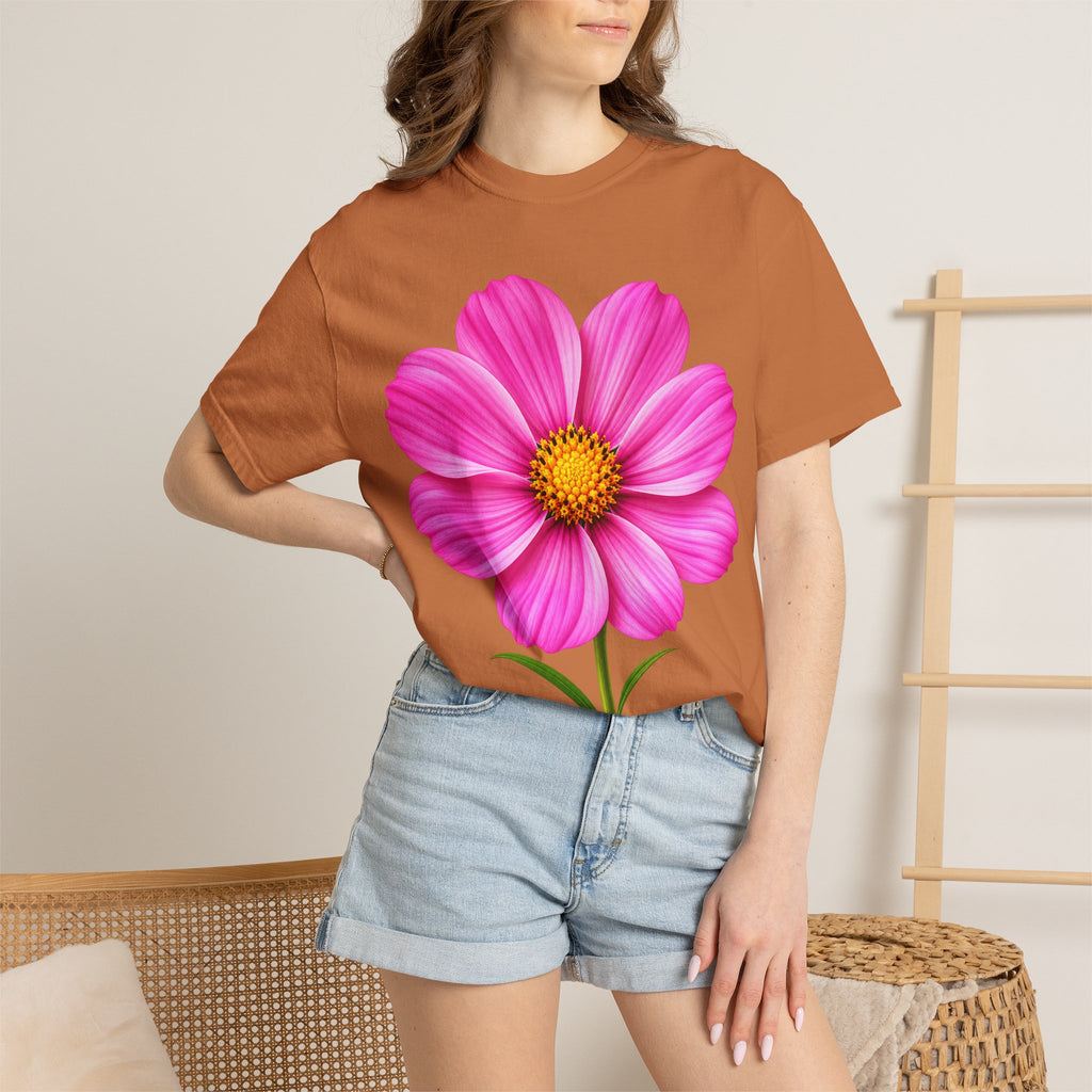 Pink Cosmos Flower T-shirt | Inspirational Back Quote