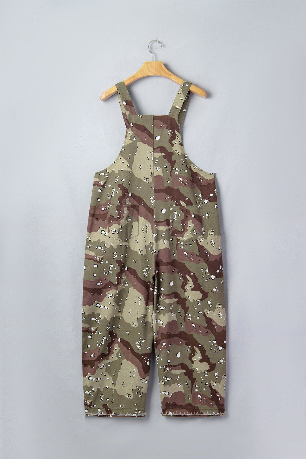 Leopard Camo Denim Loose Cropped Jumpsuit