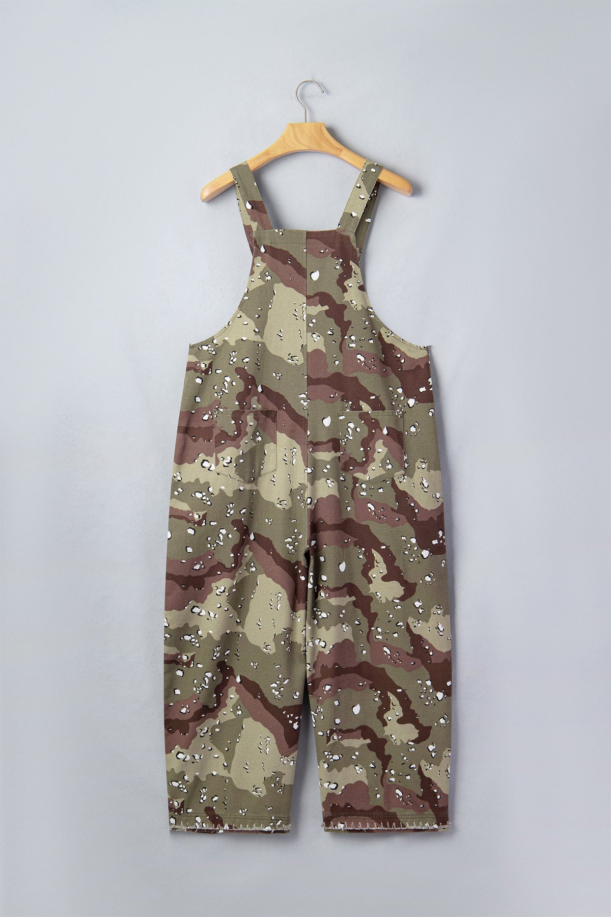 Leopard Camo Denim Loose Cropped Jumpsuit