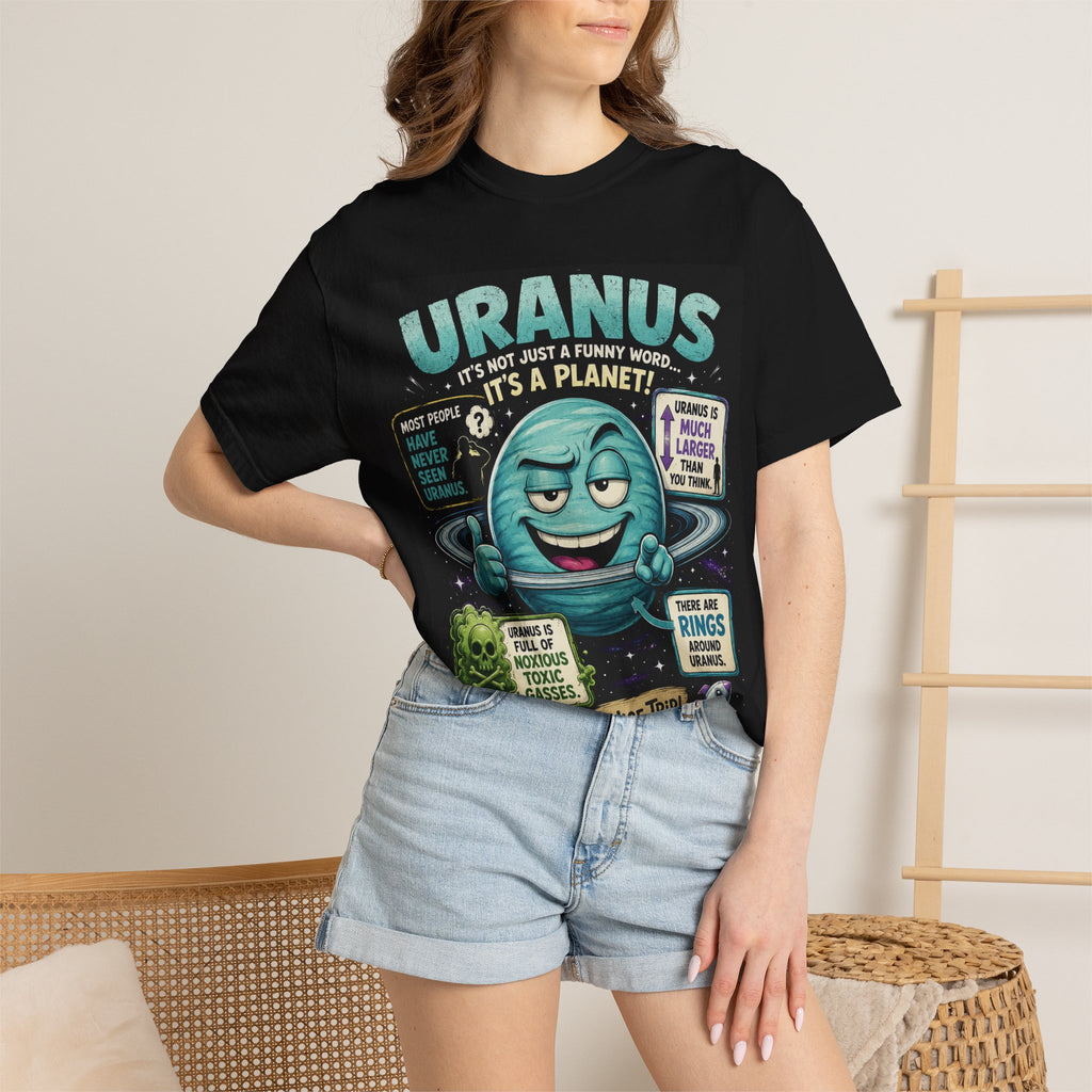 Uranus Planet Cartoon Tee | Funny Space Science T-Shirt