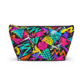 Neon 90s Retro Accessory Pouch — Geometric Splash Makeup Bag