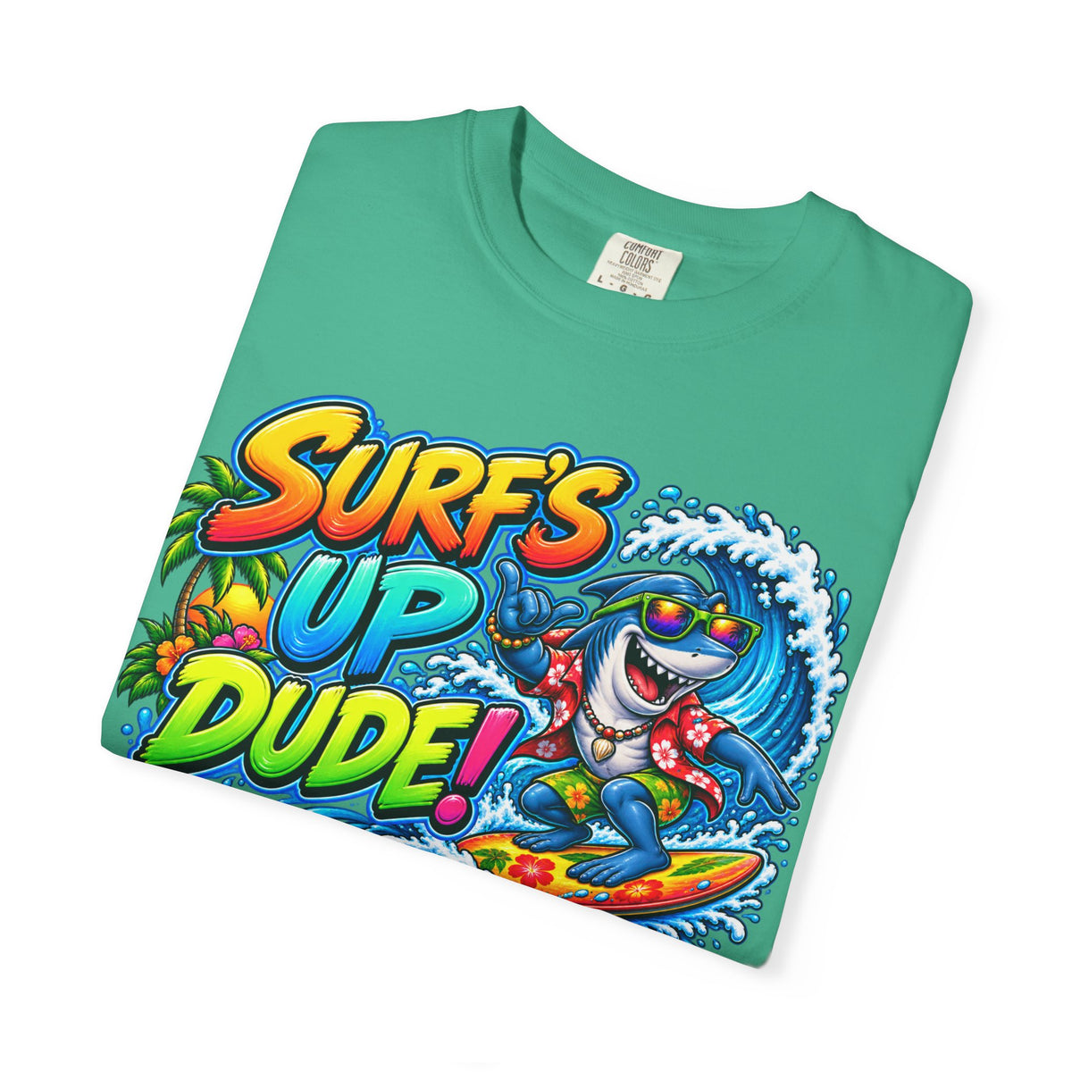 Surf's Up Dude! Surf Shark Graphic T-Shirt