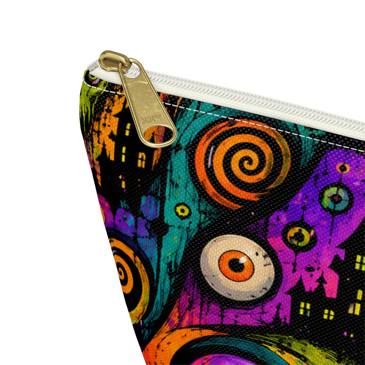 Neon Spooky Halloween Faces Accessory Pouch