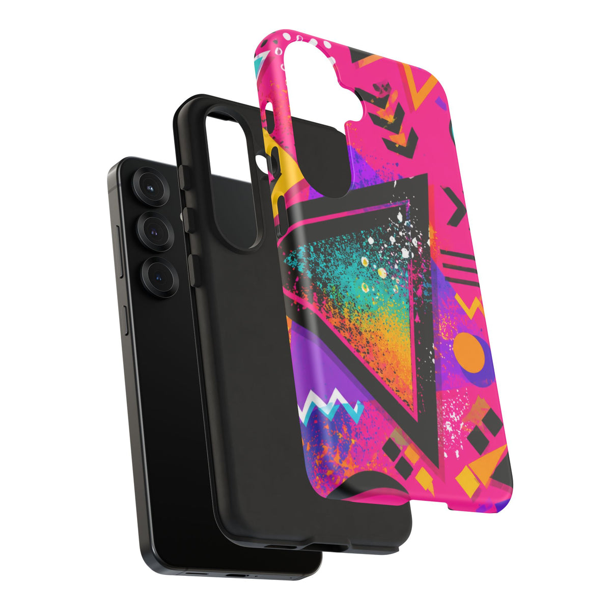 Retro 80s Geometric Phone Case — Neon Triangle Tough Case