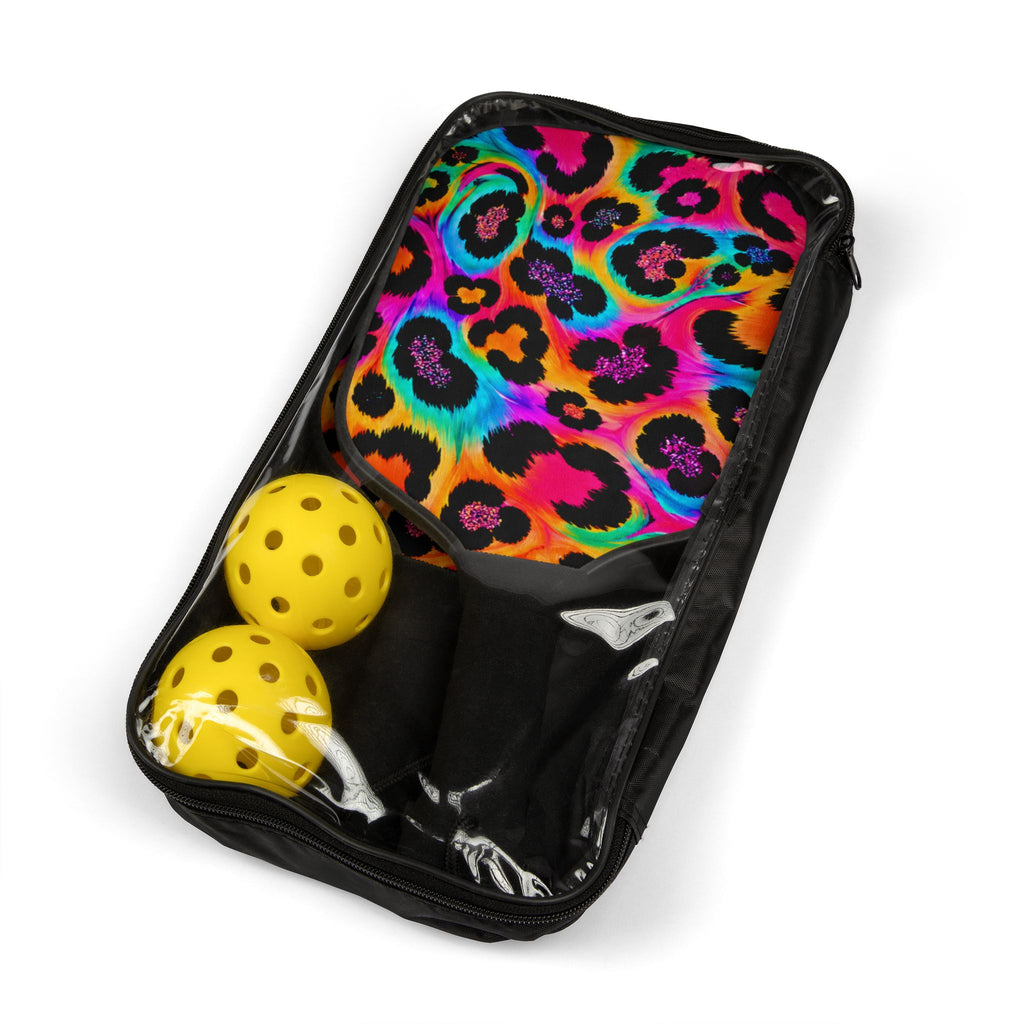 Neon Leopard Pickleball Paddle Set — Colorful 2-Pack Pickleball Kit