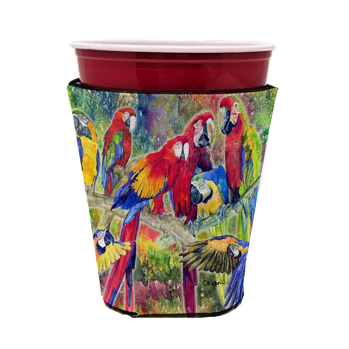 Parrot Red Cup Hugger Sleeve for 16–22 oz Party Cups, Insulated Foam Drink Holder for Iced Coffee, Tailgate & BBQ Reusable