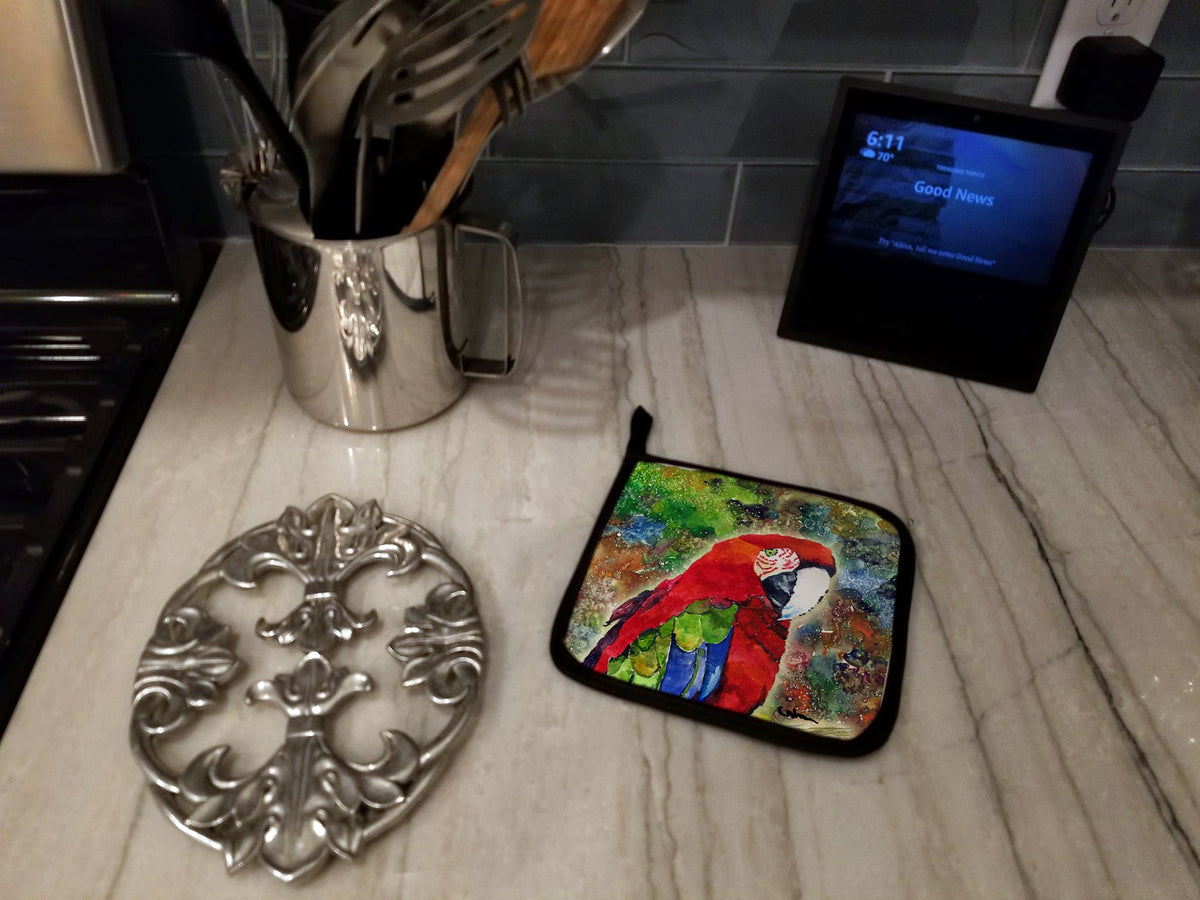 Parrot Pot Holder Set of 2 Heat Resistant Quilted Hot Pads 7.5 x 7.5 Inch, Insulated Kitchen Trivets for Cooking & Baking