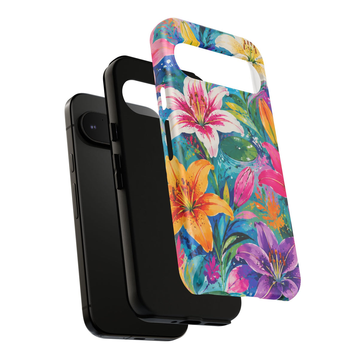 Floral Lily Tough Phone Case — Colorful Tropical Flower Protective Cover
