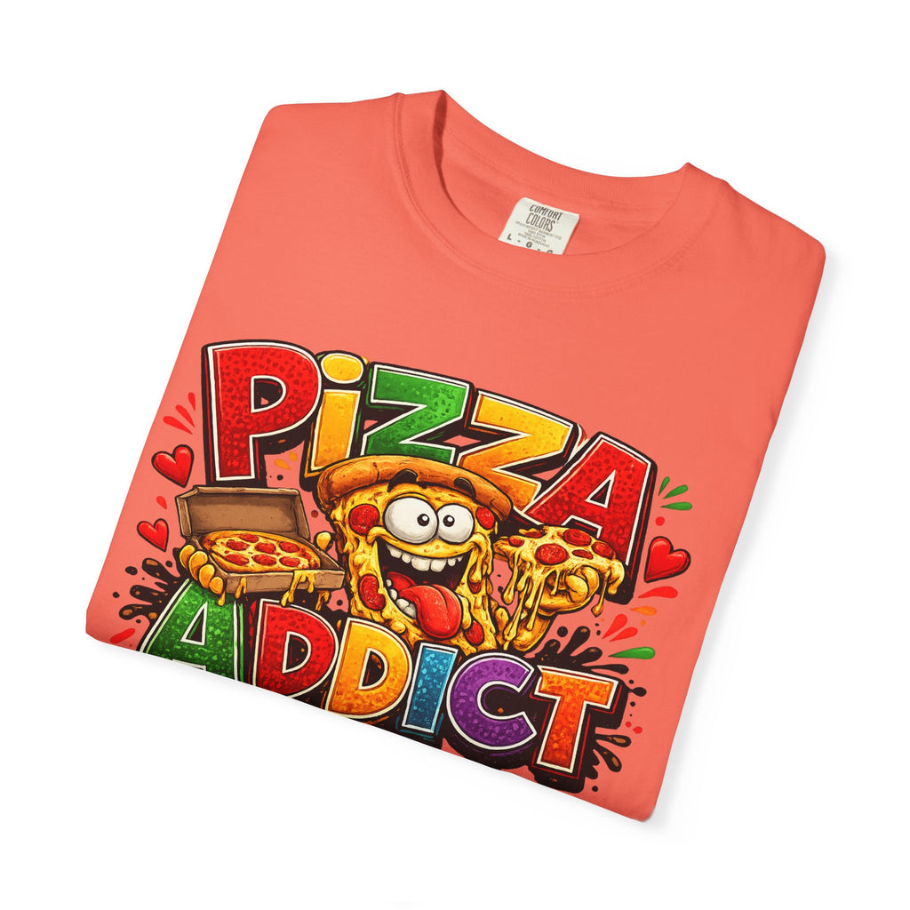 Pizza Addict T-shirt | Cartoon Slice Graphic, Funny Food Tee